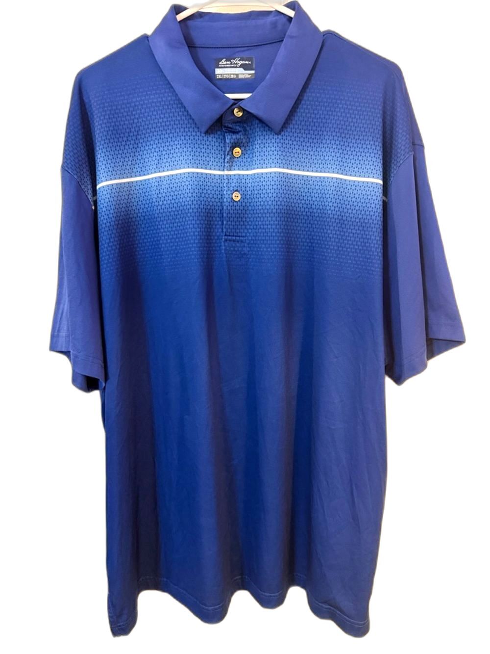 Ben Hogan Performance Men’s 2XL Blue Gradient Golf Polo with White Stripe